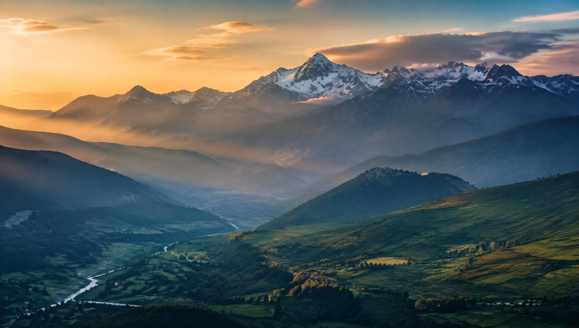Caucasus mountains at dawn